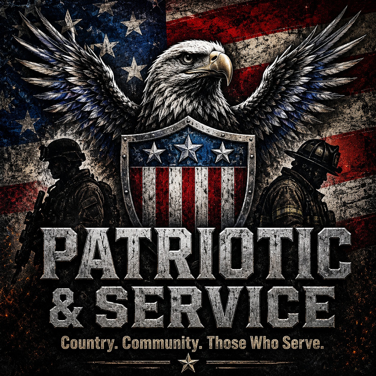 Patriotic & Service. Country. Community. Those who serve.